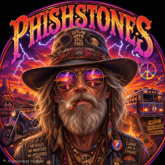PhishStones outlaw hippie badge